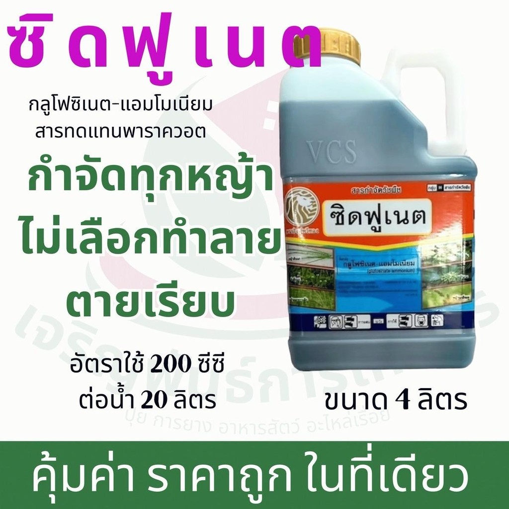 ซิดฟูเนต กลูโฟซิเนต 4 ลิตร เผาไหม้คูณ 2 ตายทุกหญ้า สารควบคุมการเจริญเติบโตวัชพืช กำจัดวัชพืชสวนทุเรียน จี้ร่อง ไร่ร่