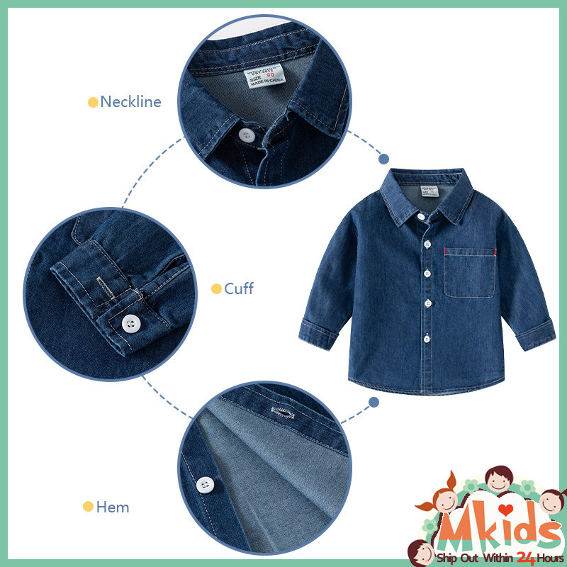 [ส่งจากในประเทศ🚚] เสื้อยีนส์สําหรับเด็กฤดูใบไม้ผลิและฤดูใบไม้ร่วงกีฬาเกาหลีแขนยาวเสื้อลําลองเสื้อแจ็คเก็ตสําหรับเด็ก 2-8ปี - รูปที่ 4