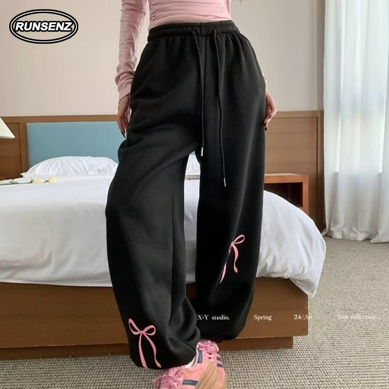 M-8xl เกาหลี Simple Jogger กางเกงผู้ชายผู้หญิง Plus ขนาด Sweatpants ลําลองหลวมกางเกงขากว้างยาว