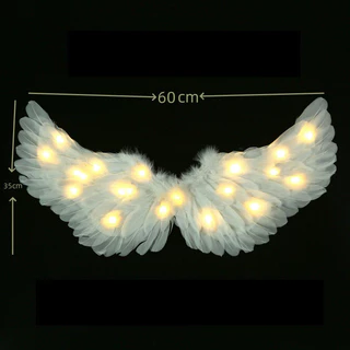 💕COD💕ปีกนางฟ้า Angel Wings LED Glow รวมที่คาดผมไม้กายสิทธิ์และปีกขนนก สีขาว เรืองแสง ผู้ใหญ่ เด็ก อุปกรณ์ประกอบฉาก
