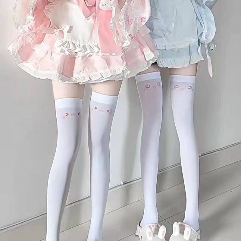 Lolita ญี่ปุ่น Kawaii Expression ถุงเท้าต้นขาเหนือเข่าต้นขาสูงถุงน่อง JK Harajuku Y2K ถุงเท้า