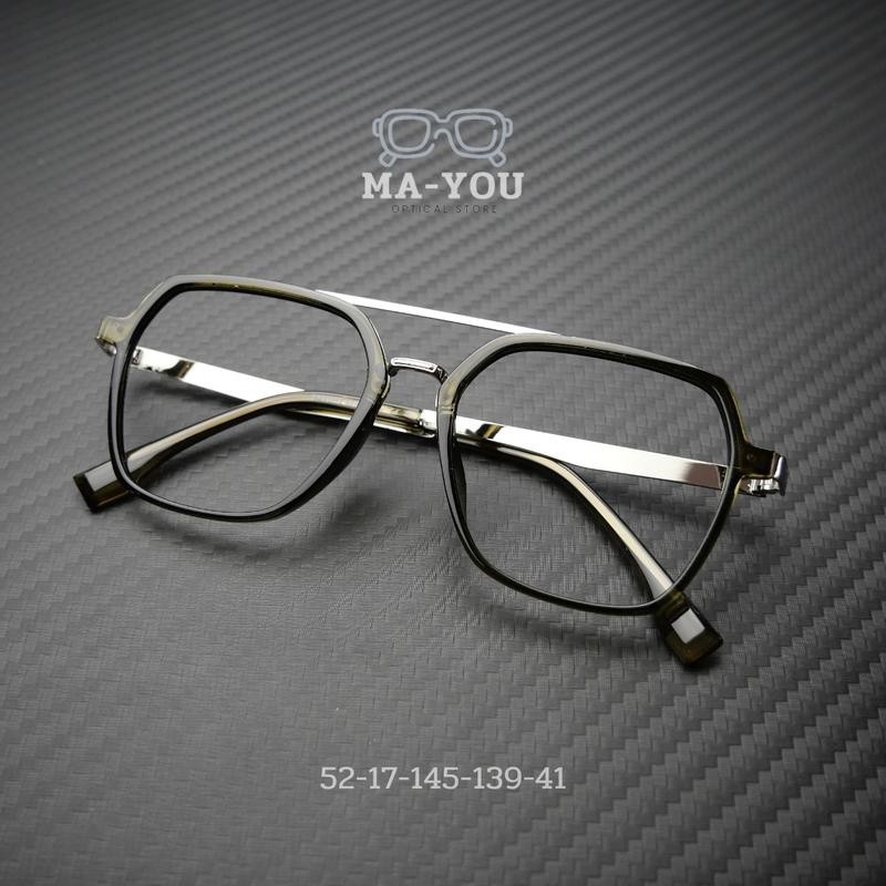 แว่นตาสายตาสั้น เลนส์บลูบล็อคออโต้ รุ่น ''นิวทอมบราวน์'' TR83075 กรองแสงสีฟ้า ในร่มเลนส์ใส ออกแดดเปลี่ยนสีเป็นเทาดำ