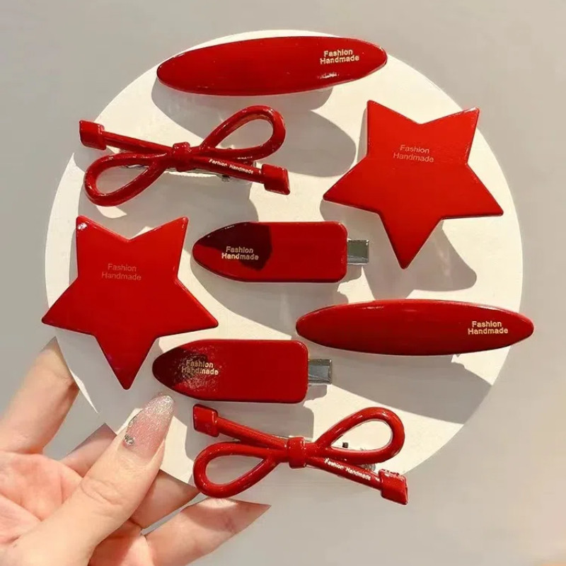 Y2k Red Star Hairpin Sweet Ins Girls Bangs Clip