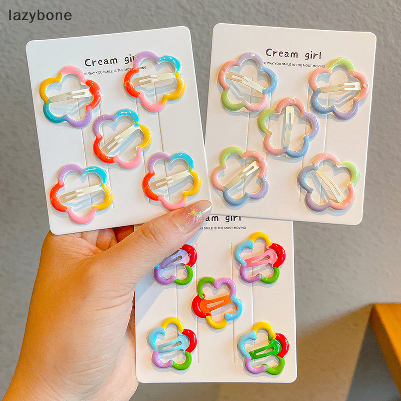 {LZ} 5 ชิ้นน่ารักฝนคลิปผมการ์ตูนดอกไม้ Star Hairpin ด้านข้างบางคลิปสําหรับสาวน่ารักอุปกรณ์เสริมผมของขวัญ {lazybone}