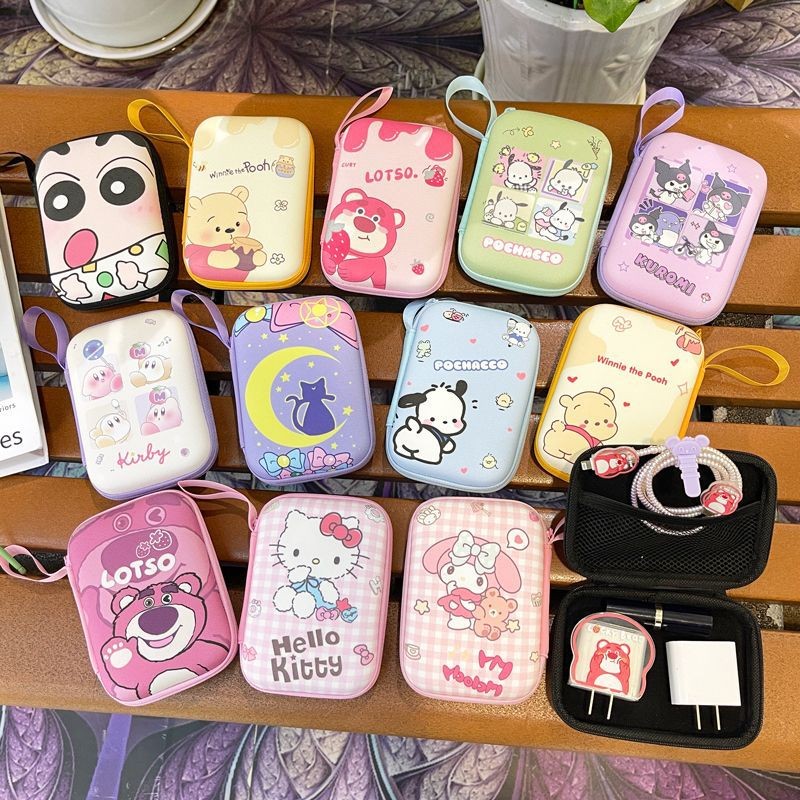 การ์ตูนน่ารัก Sanrio Anime Kitty Kuromi Pochacco MelodyEarphone Case สายชาร์จเหรียญ Hard Disk Travel แบบพกพากระเป๋า Organizer สาวเด็กเทศกาลของขวัญ