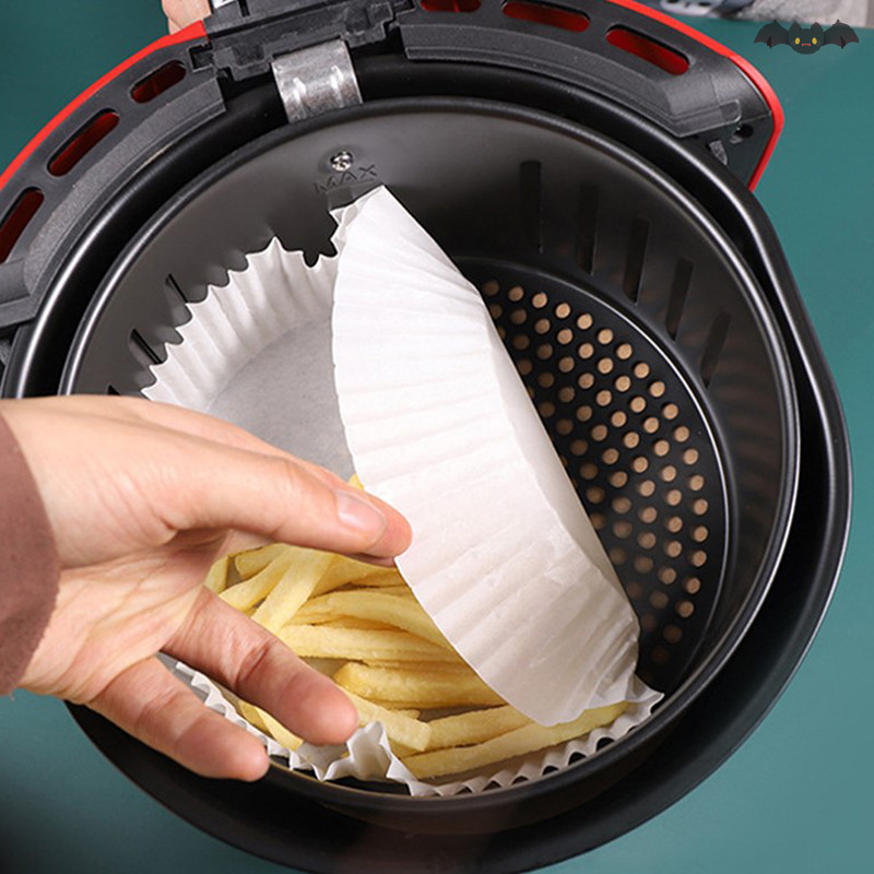 [PE] Air Fryer กระดาษแบบใช้แล้วทิ้ง Liner Non-Stick Mat Steamer Round Paper Baking Mats TH