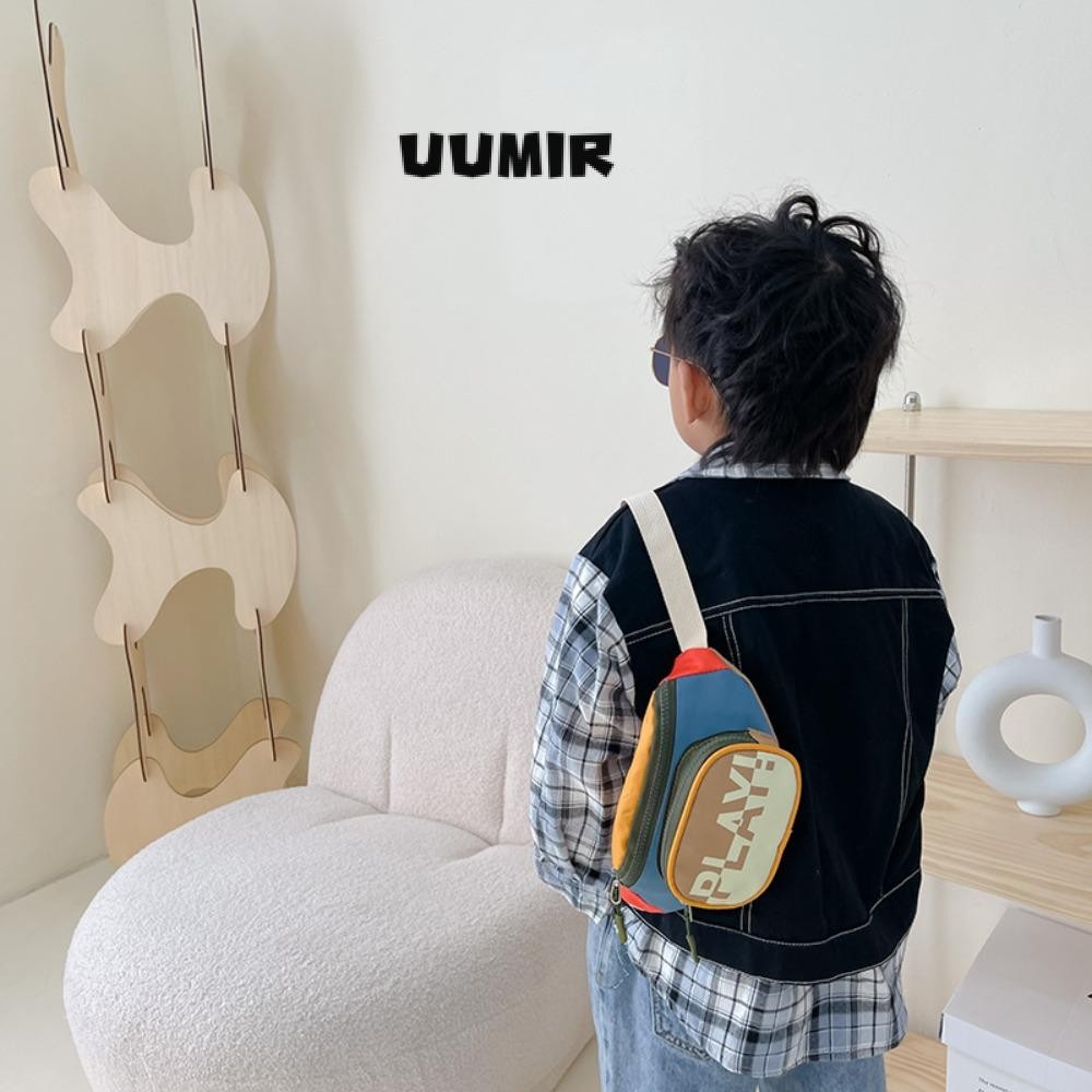 UUMIR  กระเป๋าใส่เหรียญลําลอง, กระเป๋าคาดเอวเด็กสบายเรียบง่าย, กระเป๋าสะพายข้างไนลอนสุดเท่