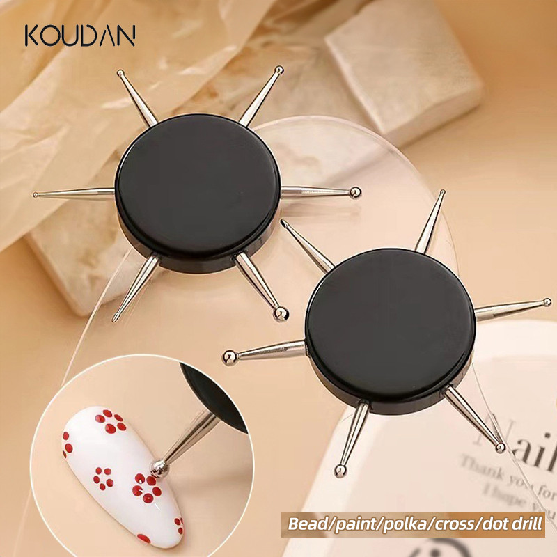 เล็บเครื่องมือทําเล็บ Dotting ปากกาเจาะปากกา Wax Point เครื่องมือ DIY หกในหนึ่งเดียว KOUDAN