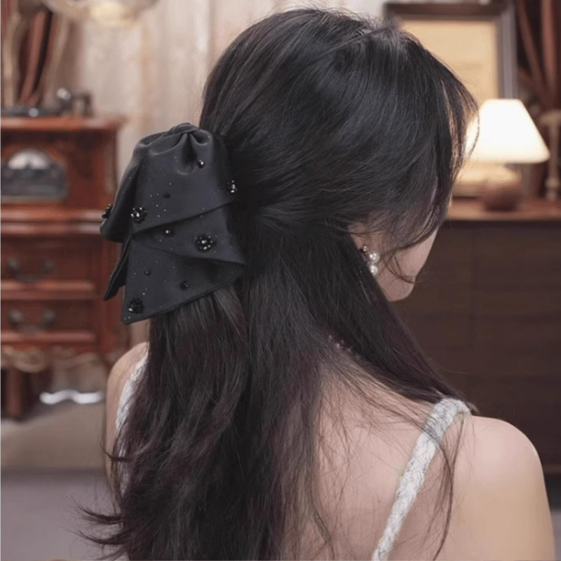 French Bow Hairpin แฟชั่นเกาหลี Elegant Rhinestone กิ๊บติดผมเครื่องประดับผมสําหรับผู้หญิงอ่อนโยน