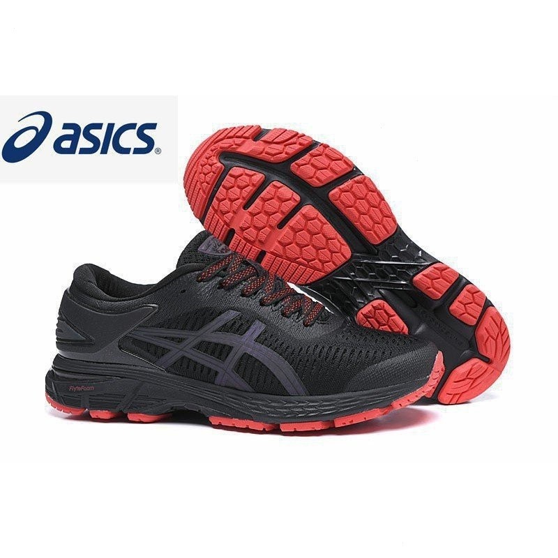 [พร้อมส่ง] Asics GEL-KAYANO 25สีดำสีแดงรองเท้าวิ่งดูดซับแรงกระแทกที่มั่นคงสำหรับผู้ชายและผู้หญิง