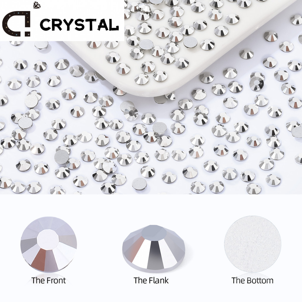 Silver Non Hotfix Rhinestone ด้านหลังแบนกาวสําหรับเสื้อผ้า Diy Transfer Designs แฟชั่นสี