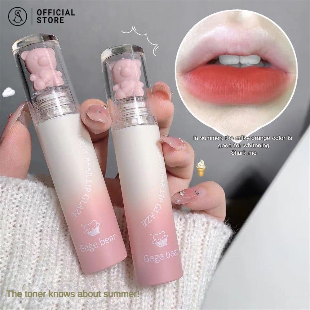 Gege Bear ลิปสติกเนื้อแมท หมีเกเก ลิปกลอส เนื้อกำมะหยี่เนื้อแมท ลิปเคลย์หมีสีชมพูให้ความชุ่มชื้น กันน้ำ