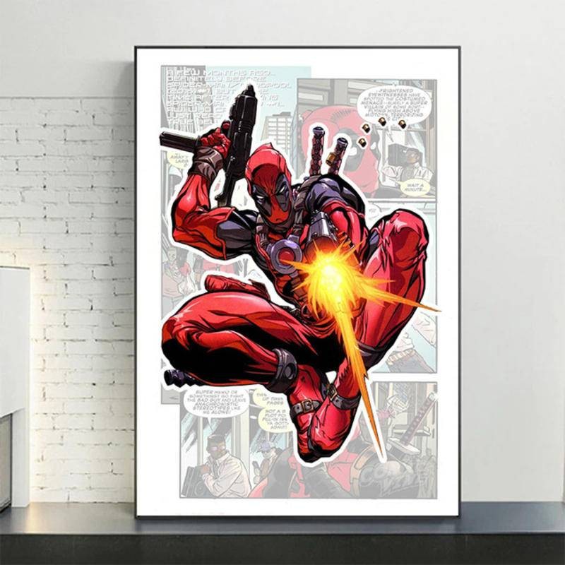 Avengers การ์ตูนผ้าใบโปสเตอร์ Spider Man กัปตันอเมริกาผ้าใบภาพวาดพิมพ์ Wall Art ห้องนั่งเล่นตกแต่งห้องนอนภาพวาด Superheroes ราคา ถูกที่สุด ดีลบีเคเค แกลเลอรีภาพที่ 6