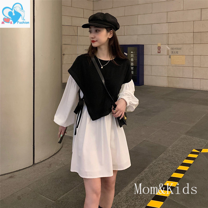 ชุดคลุมท้องสองชิ้นปลอมใหม่ชุดการตั้งครรภ์แขนยาวโคมไฟสไตล์ฮ่องกงย้อนยุค