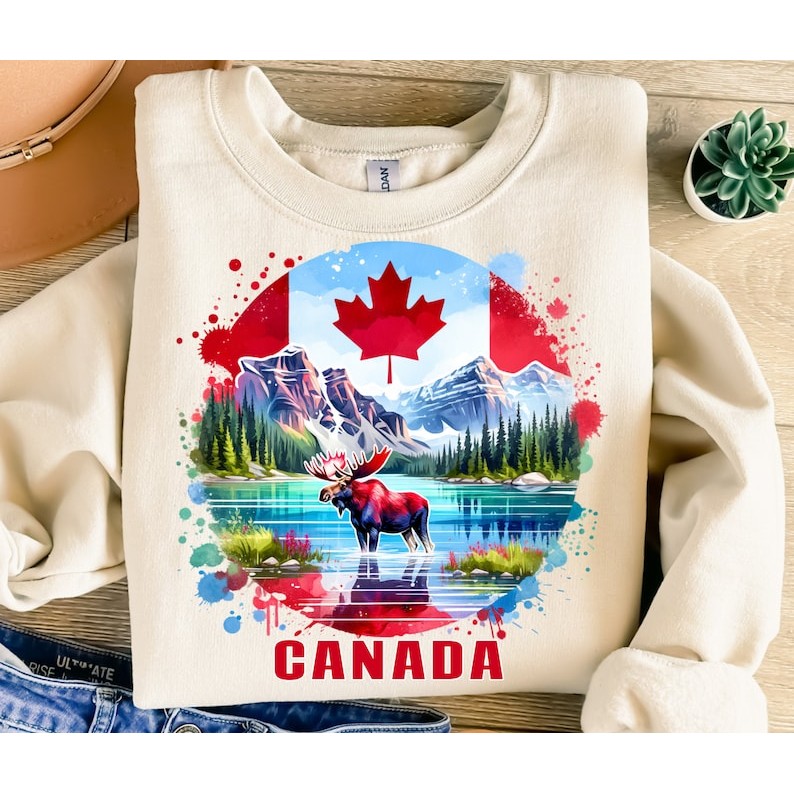 Canada Png, Sublimation Design, Patriotic Png, Moose Png, Canadian Flag Png, Mountains Png, T-Shirt 