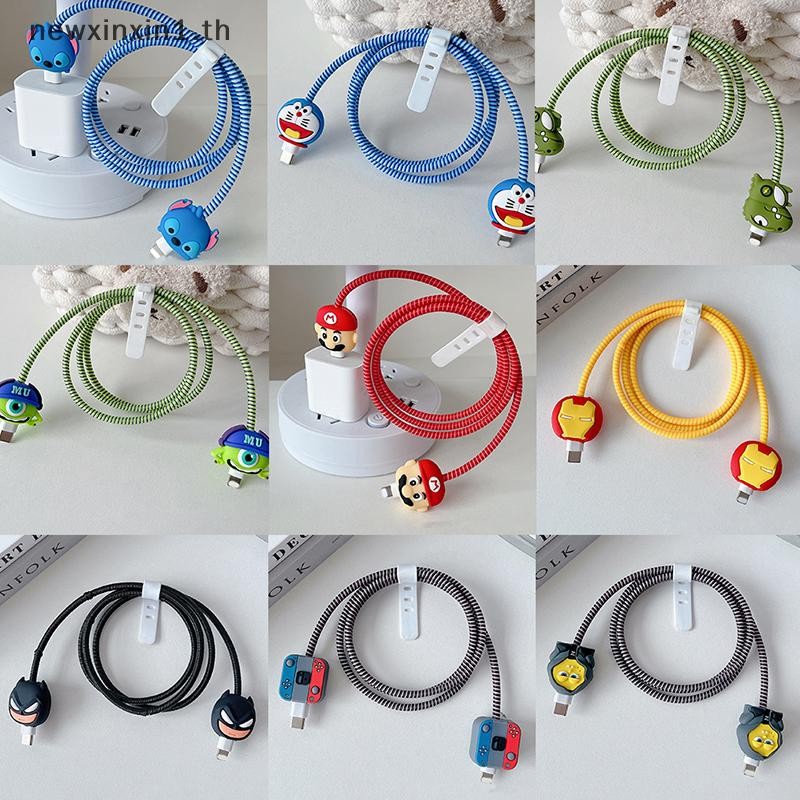 *NT * 4 ชิ้น/เซ็ตการ์ตูน Mickey Melody กัดสายเคเบิลข้อมูลป้องกันกรณีข้อมูล Line Winder ป้องกันสาย Winder ชุดสําหรับ IPhone Samsung {T}