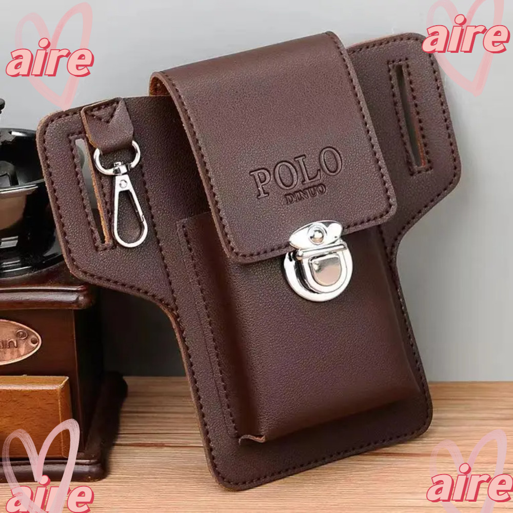 Aire1 เข็มขัดผู้ชายหนัง , PU สีทึบโทรศัพท์ Waistpack, Travel Casual Phone Bags