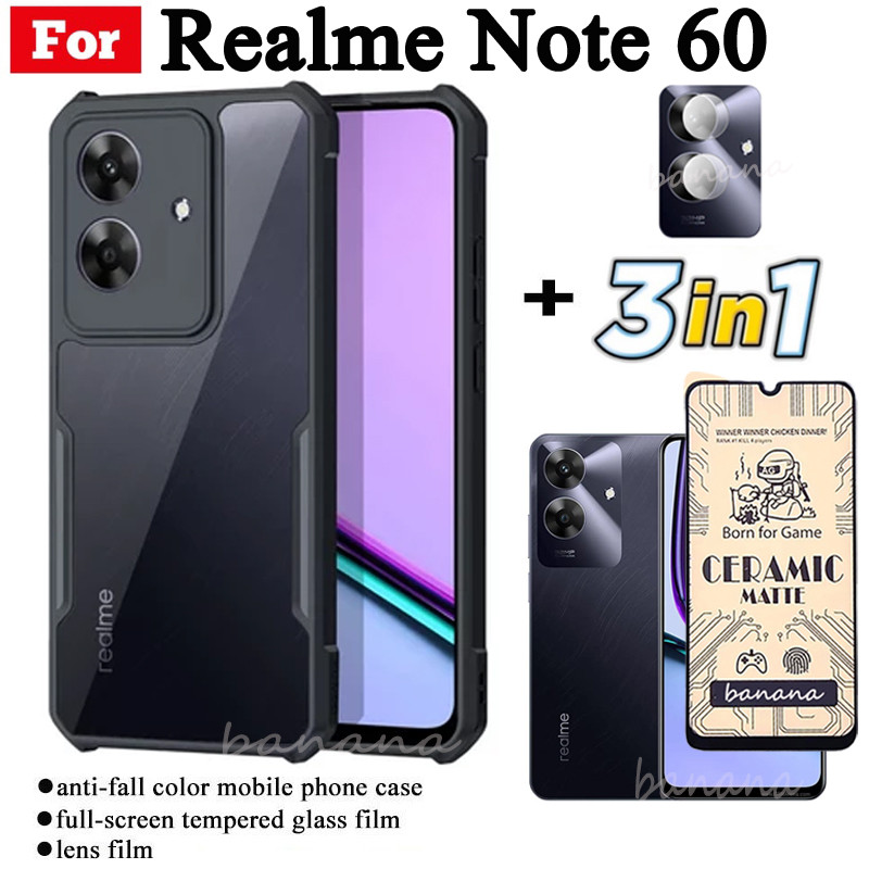 3 in 1 Realme Note 60 เคสโทรศัพท์กันกระแทกสําหรับ Realme Note60 ฟิล์มฝ้าเซรามิก + ฟิล์มเลนส์กล้อง