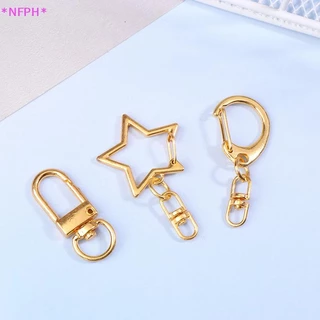 NFPH> 10 ชิ้น Star Pentagram D-shaped Hollow แหวนพวงกุญแจ DIY อุปกรณ์เสริมกุ้งก้ามกรามพวงกุญแจเครื่องประดับทําผลการค้นหาใหม่