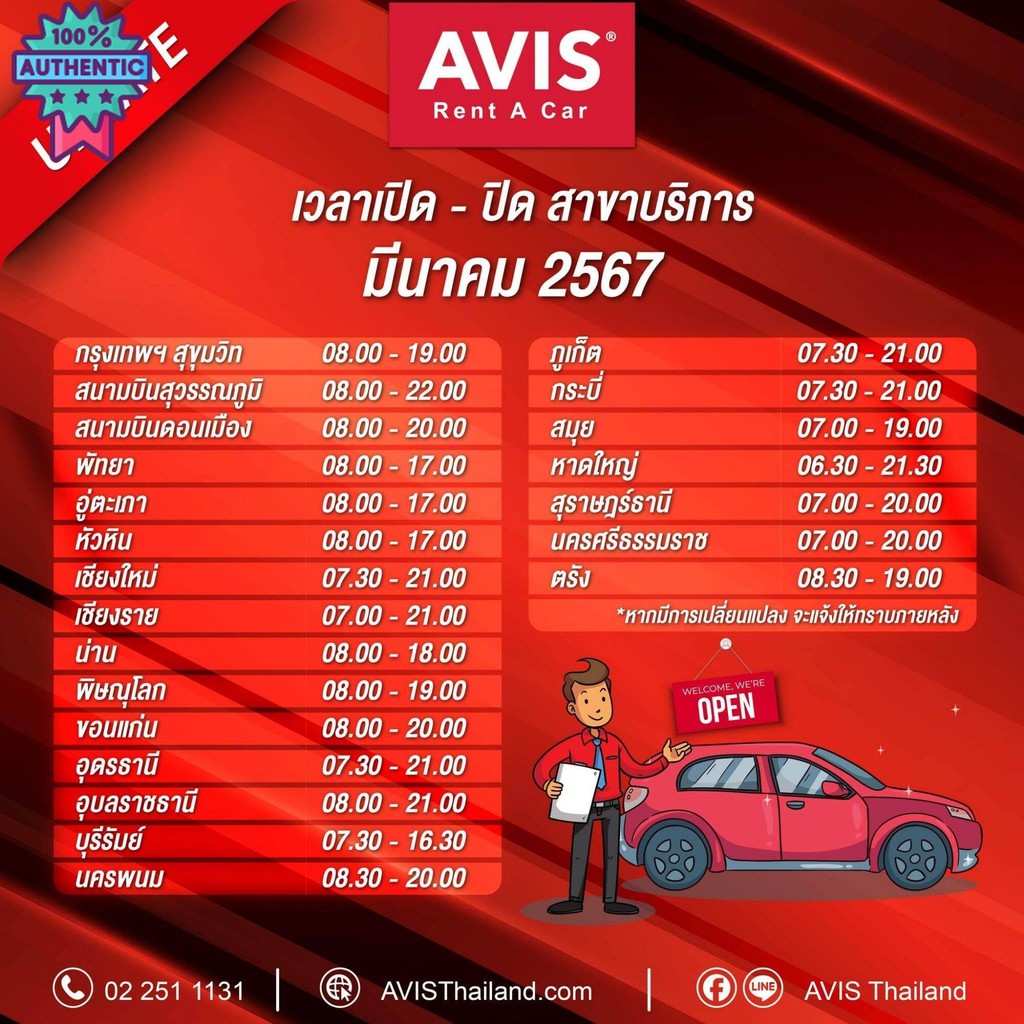 คูปองรถเช่า AVIS 1.2 No Deduct  Ciaz, Yaris รวมประกันชั้น1 Exp. 30 June 2025