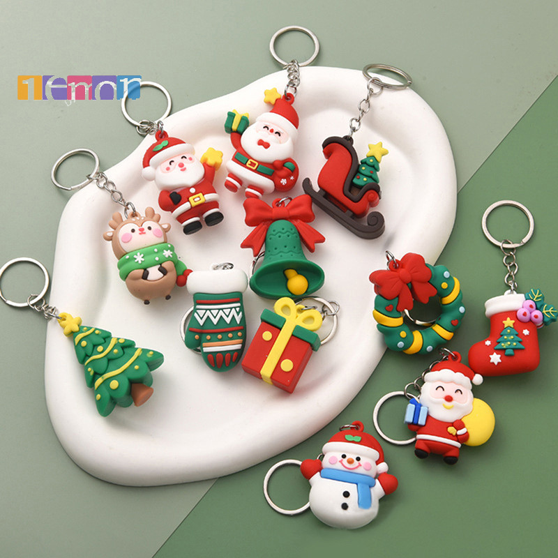 [Lemon] Christmas Series Santa Claus Christmas Tree Key Chains สําหรับเป้สะพายหลังจี้น่ารัก Elk ตุ๊กตาพวงกุญแจสําหรับเด็กเพื่อนของขวัญใหม่