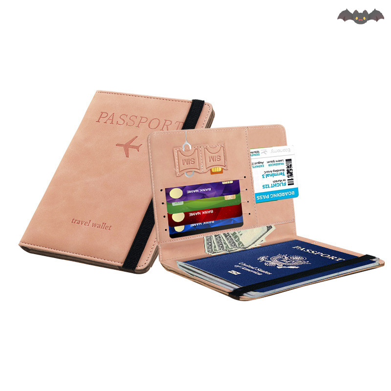 [PE] ผู้หญิงผู้ชาย RFID Vintage Business Passport Covers Holder Multi-Function ID Bank Card PU Leather Wallet Case Travel Accessories TH