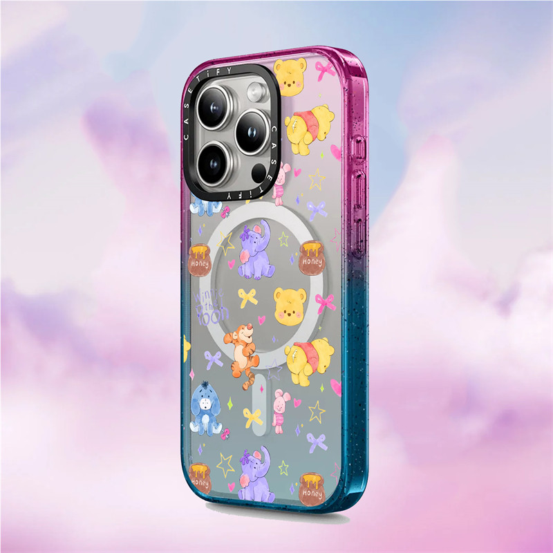 Casetify X Winnie the Pooh Play Collection Color Clear Hard Case เคสโทรศัพท์ Impact Case สําหรับ Apple IPhone 12 13 14 15 Pro Max Plus พร้อมกล่อง