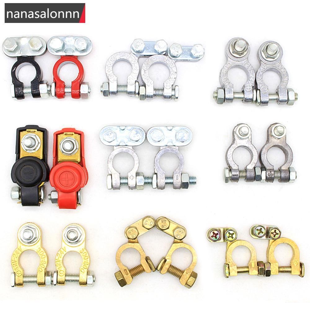 Nanasn| 2 ชิ้นแบตเตอรี่รถยนต์ Terminals สายไฟ Clamp Top Quick Post Terminal บวกและลบไฟฟ้า Connector 