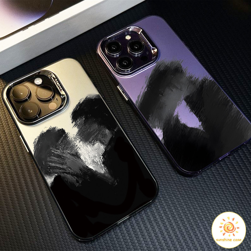 เคสโทรศัพท์มือถือสไตล์ยุโรปและอเมริกาด้านหลังสีดำ ไอโฟน11 For iPhone12 13 14 15Pro MAX X XS XR 7 8Plus SE2020เคสโทรศัพท์