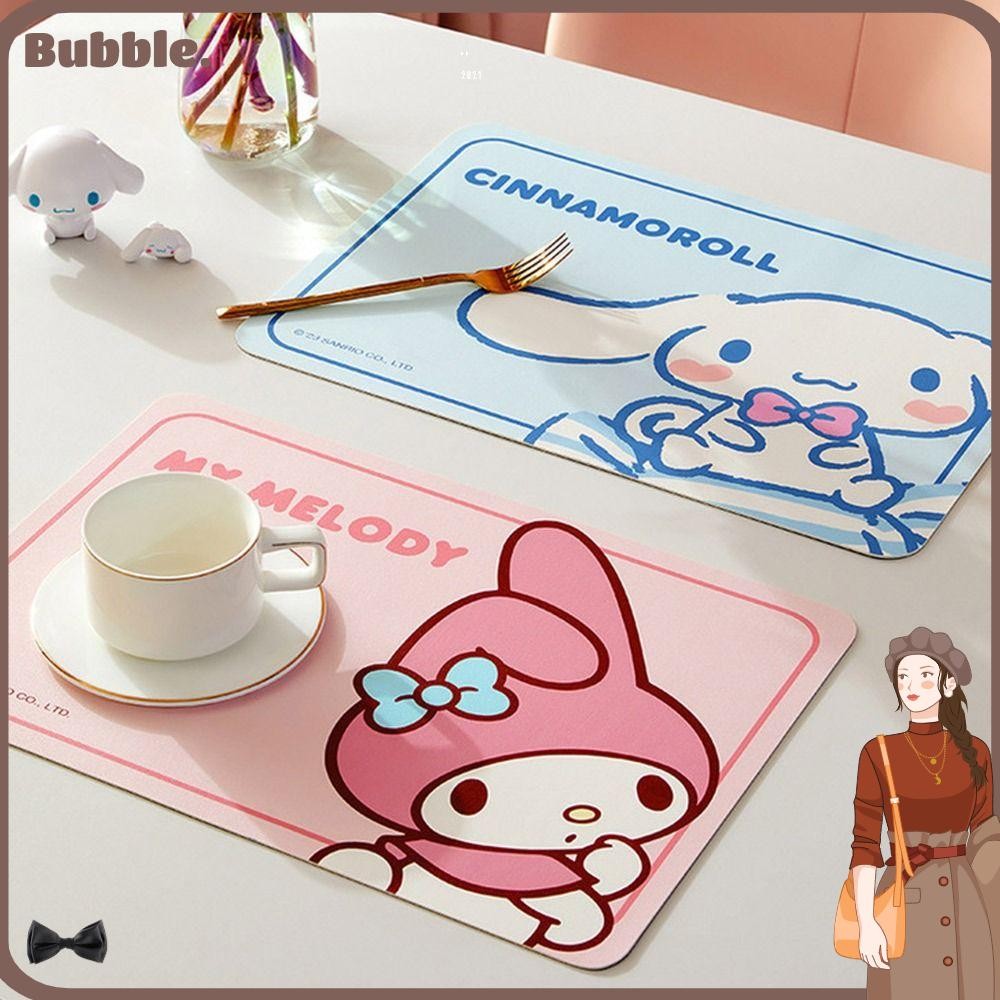 เสื่อจาน BUBBLE, เสื่อฉนวนกันน้ําลายการ์ตูน, Sanrio/Hello Kitty/My Melody แผ่นรองจานโต๊ะป้องกันการลวกกันลื่น