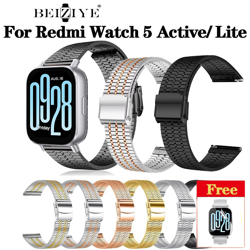 สายโลหะสําหรับ Xiaomi Redmi Watch 5 Active เข็มขัดสร้อยข้อมือ Redmi Watch 5 Lite สายนาฬิกาอัจฉริยะ สายสแตนเลส สายรัดข้อมือ