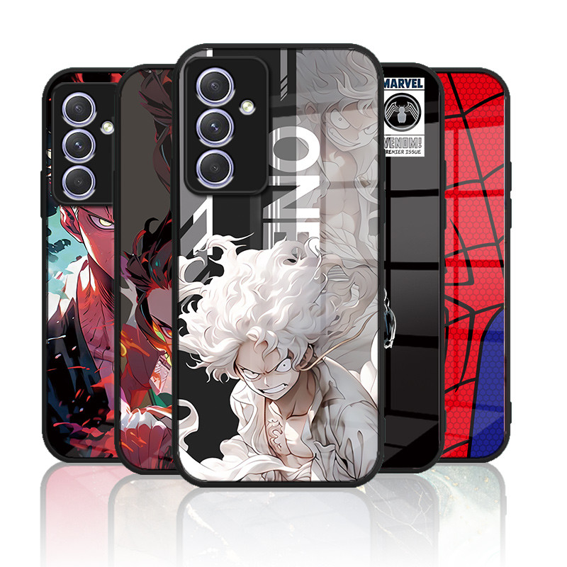 เคสกระจก Samsung Galaxy A13 A54 5g A24 4g A14 M14 5g 4g เคสกระจกนิรภัยฮาร์ดฝาหลังขอบซิลิคอนอ่อน