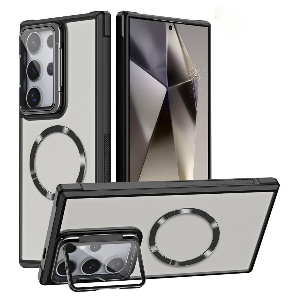 SAMSUNG หรูหราแม่เหล็กกันกระแทกเคสโทรศัพท์สําหรับsamsung Galaxy S24 FE S24 S23 Ultra Plus S23 FE S21 FE S20 FEฝาครอบโทรศัพท์ขาตั้งกรณี