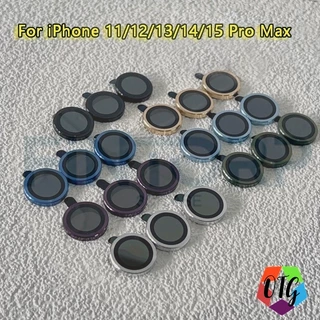 แหวนโลหะ ป้องกันเลนส์กล้อง for iPhone 11 15 14 12 13 Pro Max 16 pro 14 plus เลนส์ฟิล์ม ประดับกลิตเตอร์ พร้อมกระจกนิรภัย
