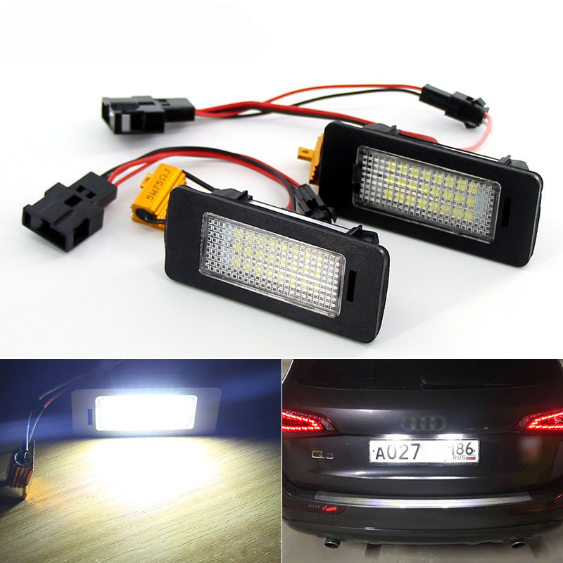 2pcs Canbus ข้อผิดพลาดฟรี LED ป้ายทะเบียนสีขาว 12 V สําหรับ Audi A1 A3 / A4 S4 B8/ A5 S5 8T / A6 C7/