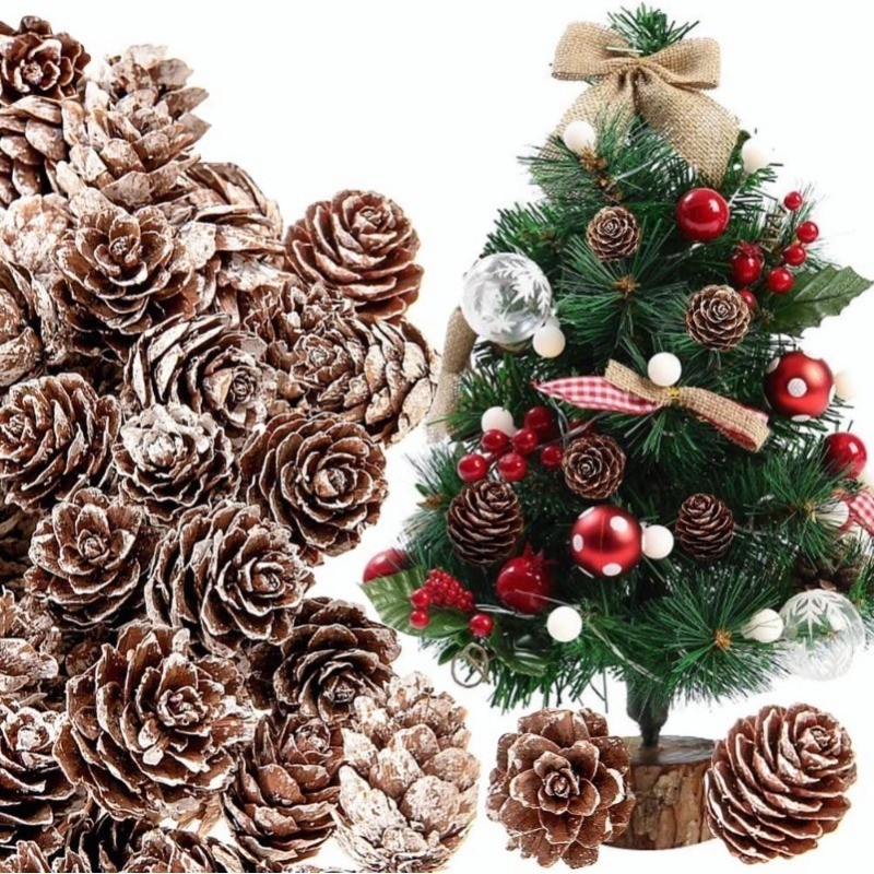 6 ชิ้น/ถุงตกแต่งคริสต์มาส Pine Cones Home Party งานแต่งงานผู้ประกาศวาเลนไทน์ DIY ตกแต่ง