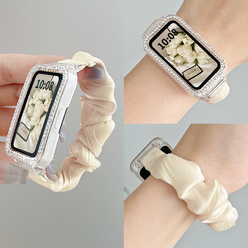 Flash Diamond Half Pack Bezel Case + Scrunchband SAMSUNG สําหรับสายรัดข้อมือ Galaxy Fit3 SM-R390