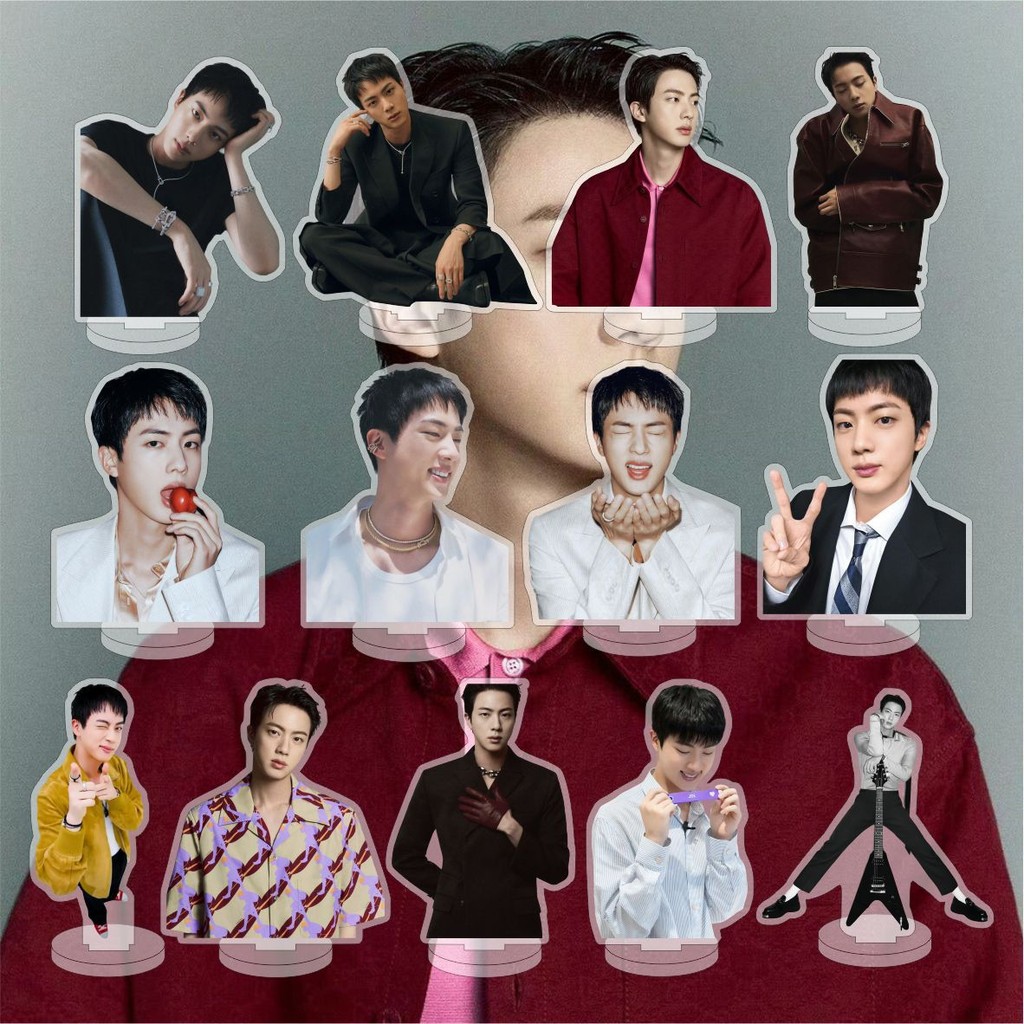 Kpop JIN Solo อะคริลิคสองด้านความละเอียดสูง Stand-up อุปกรณ์ต่อพ่วงเดียวกัน