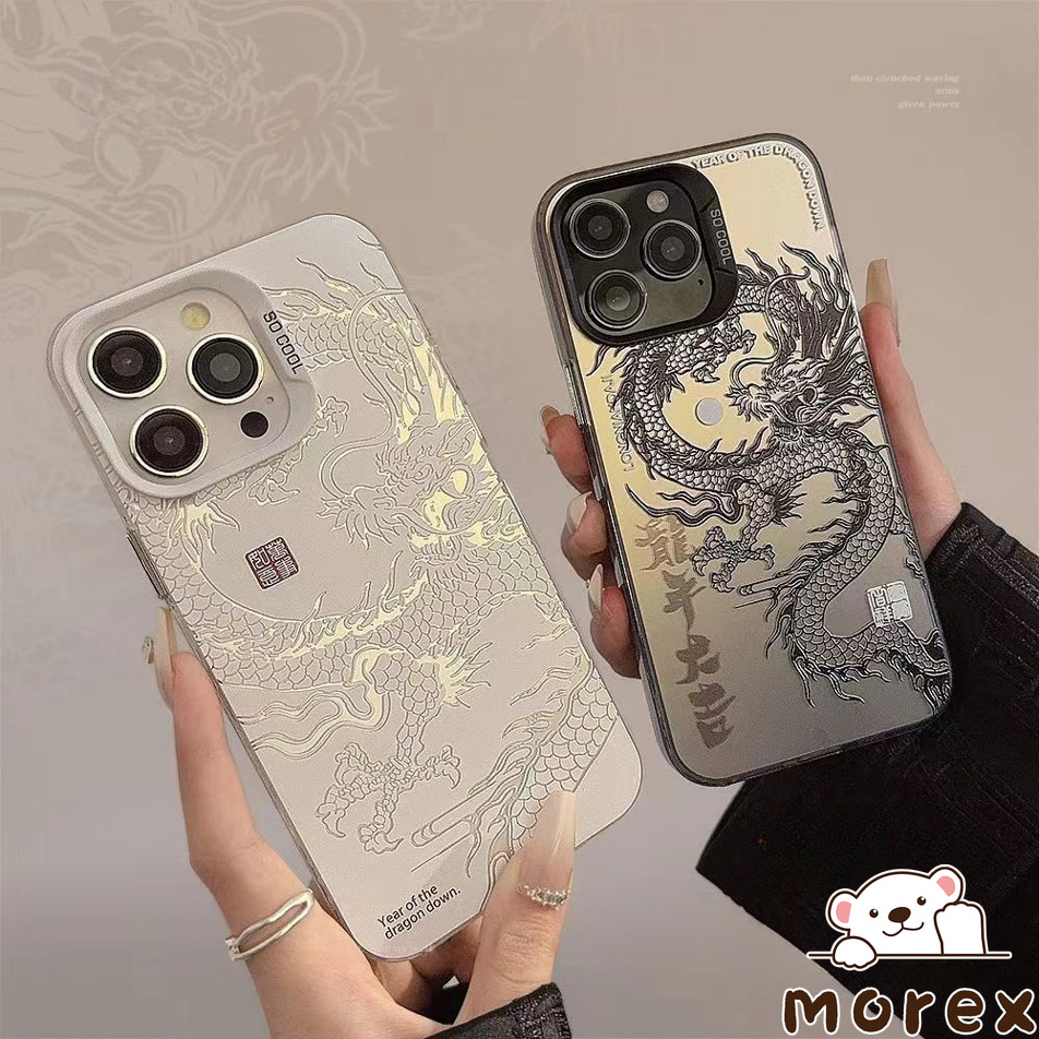 แฟชั่นมังกรจีนสีดำ เคส Infinix Tecno Spark GO 2024 20C 20 Pro Hot 40i 20 30i 40 Play Smart 8 7 6 8Plus Note 40 Pro เคส