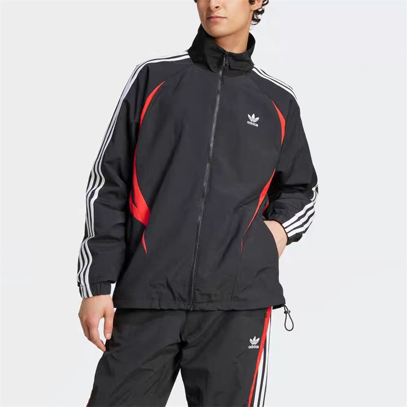 ปักโลโก้ Adidas Original Bomber Jacket Stand Collar Windbreaker Outdoor Windbreaker Plain Jacket