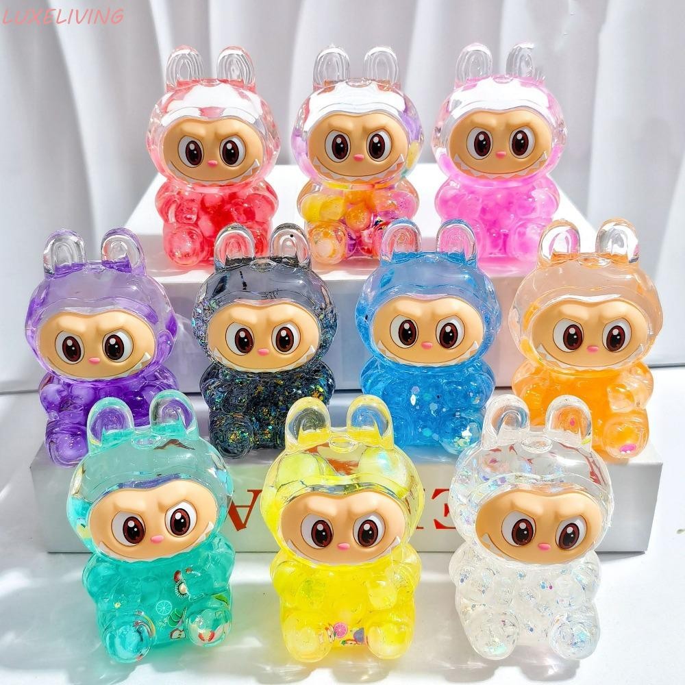 Luxeliving Candy Color Labubu ตุ๊กตา, Luminous Noctilucent การ์ตูนอะคริลิค Labubu ของเล่น, รูปปั้น Night Glow Mini Kawaii Labubu เครื่องประดับขนาดเล็กของขวัญ