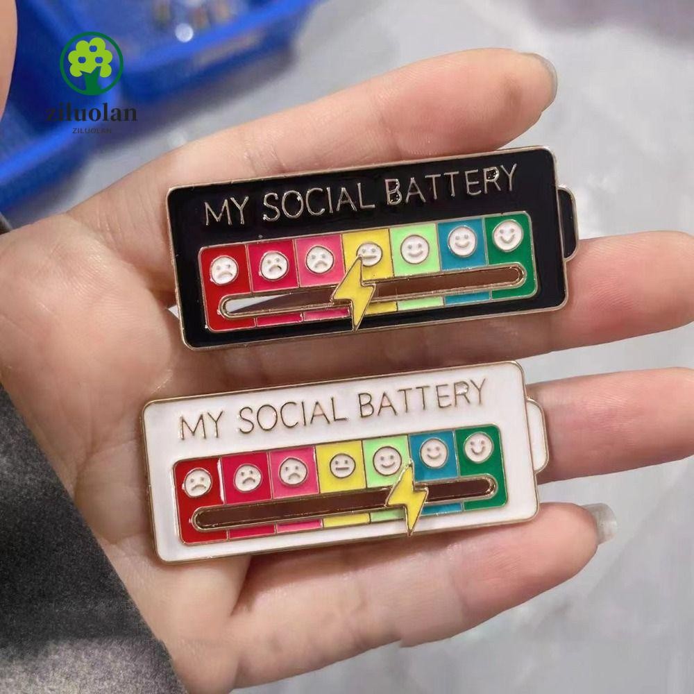 ZILUOLAN Lapel Pin, Social Battery Cute Enamel Pin, 2024 Funny Move To The Mood Mini Valentines Day