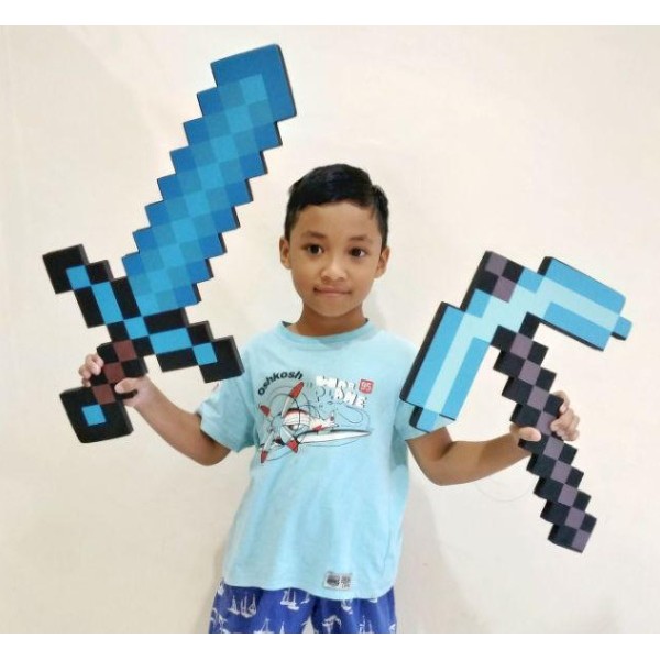 My World EVA โฟมเพชร Pickaxe ขวานค้อนดาบของเล่นเด็กของขวัญ Action Figure ของเล่นคอสเพลย์ Prop ของขวัญ Minecraft เกม