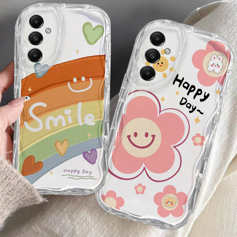 เคส SAMSUNG A55 A54 ซัมซุง A15 A35 A25 A16 5G 05S แมว ล้างเคสโทรศัพท์ผู้หญิง ดอกไม้สายรุ้งโปร่งใสฝาครอบโทรศัพท์