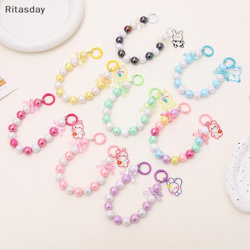 Ritasday สีสัน Mermaid Gradient ลูกปัดโซ่โทรศัพท์มือถือ Anti-Lost โทรศัพท์ Lanyard พวงกุญแจกระเป๋ามือหูฟังโซ่กล้องใหม่