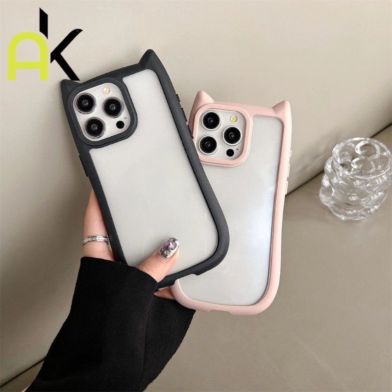 AK เหมาะสำหรับ IPhone 16 15 14 13 11 12 Pro Max X XR XS Max SE 7 Plus 8 Plus IPhone 13 Pro Max เคสโทรศัพท์อะคริลิกรูปแมว
