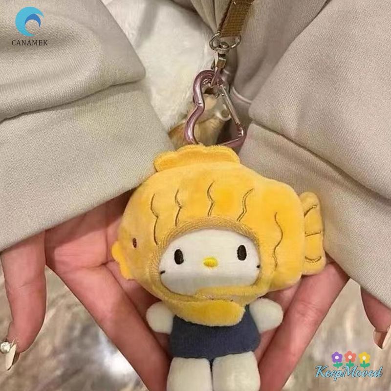 Keepmoved Sanrio Hello Kitty Taiyaki รูปร่างตุ๊กตาน่ารัก Cartoo พวงกุญแจตุ๊กตาของเล่น Plushie พวงกุญแจกระเป๋าจี้ตกแต่งของขวัญใหม่