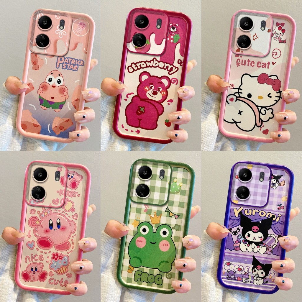 เคส Redmi 13C (4G)/POCO C65 สีชมพู KT Cat/Fart Strawberry Bear/Cheese Pie Superstar/Kuromi Grid/Frog Crown/Kirby เคสโทรศัพท์ซิลิโคน