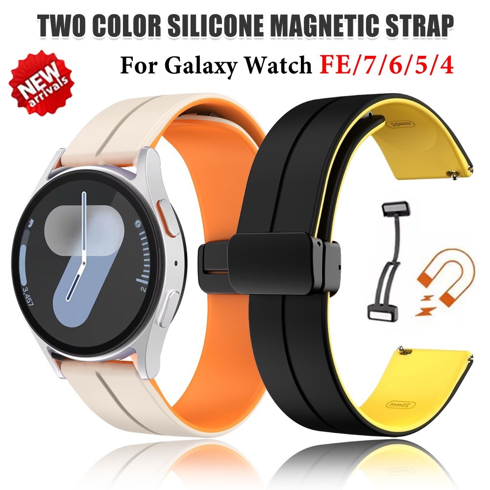 20 22 มม.ซิลิโคนแม่เหล็กสําหรับ Samsung Galaxy Watch FE 7 6 5 4 40 มม.44 มม.5Pro 45 มม.กีฬาสําหรับ Galaxy Watch 6 คลาสสิก 43 มม.47 มม.