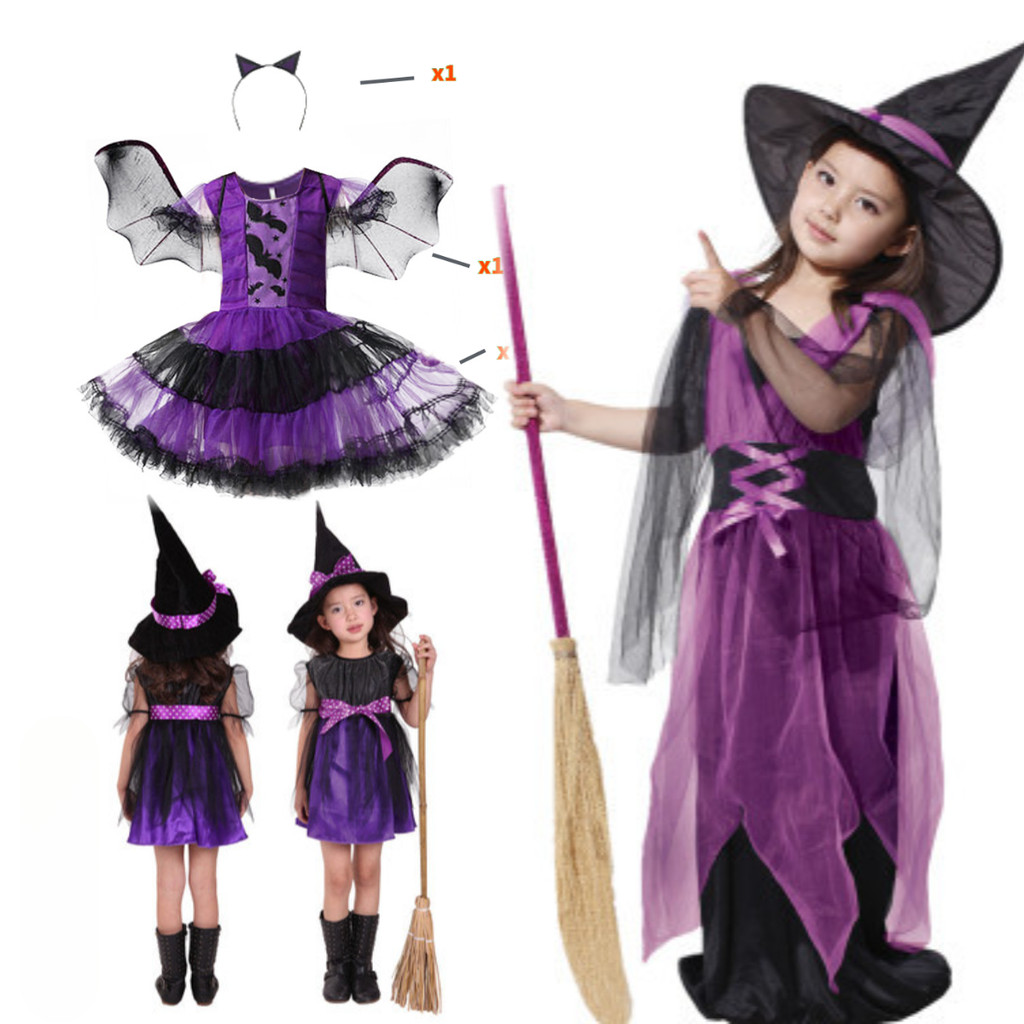 จัดส่งในวันเดียวกัน เครื่องแต่งกายฮาโลวีน/คอสเพลย์เด็ก/แม่มดเล่นตามบทบาทชุดฮาโลวีน/เครื่องแต่งกายฮาโลวีน